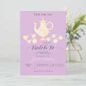 Invitation Tea Party Lavender Lemon Boho Lace Fête des mariée (Debout devant)
