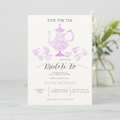 Invitation Tea Party Lavender Pink Chic Lace Fête des mariées (Debout devant)