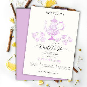 Invitation Tea Party Lavender Pink Chic Lace Fête des mariées