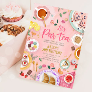 Invitation Tea Party Let's Par-Tea Girl Rose Gold Anniversair