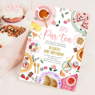Invitation Tea Party Let's Par-Tea Girl Rose Gold Anniversair