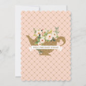 Invitation Tea Party Luxury Blush et Navy Floral Baby shower (Dos)