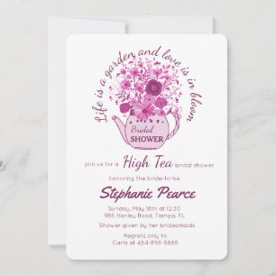 Invitation Tea Party Mariée ou Baby shower Teacup Floral rose