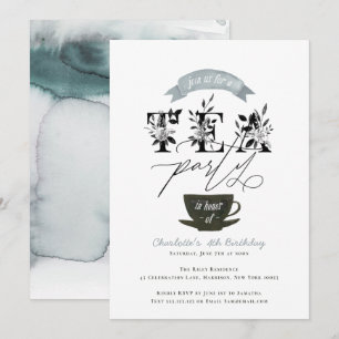 Invitation Tea Party moderne noir et blanc