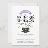 Invitation Tea Party moderne noir et blanc Aquarelle violet (Devant)