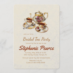 Invitation Tea Party Naissance Vintage Floral Tea Set