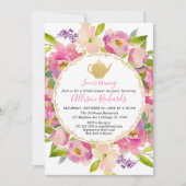Invitation Tea party nuptiale Boho rose vif pastel (Devant)