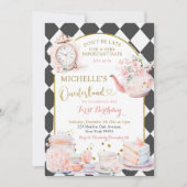 Invitation Tea Party Onederland Fille Premier anniversaire (Devant)