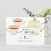 Invitation Tea Party Pot & tasses Baby shower virtuel (Debout devant)