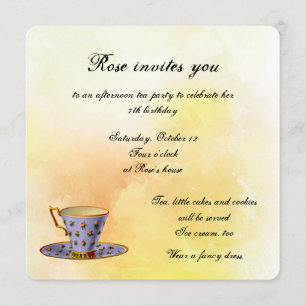Invitation Tea Party pour l'anniversaire des petites filles