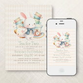Invitation Tea Party Rabbit Wonderland 2e anniversaire