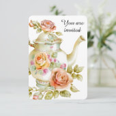 Invitation Tea Party rose (Debout devant)