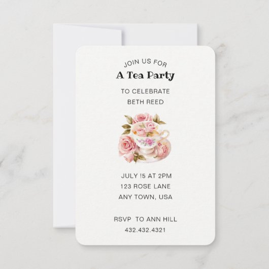 Invitation Tea Party rose (Dos)