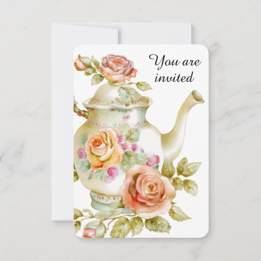 Invitation Tea Party rose (Devant)