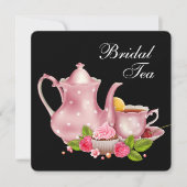 Invitation Tea Party rose et noire (Devant)