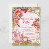 Invitation Tea Party rose et or (Devant)