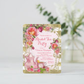 Invitation Tea Party rose et or (Debout devant)