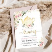 Invitation Tea Party rose Floral Baby shower fille