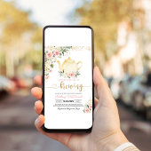 Invitation Tea Party rose Floral Baby shower fille