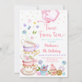 Invitation Tea Party rose Heure Quatre Tea Anniversaire (Devant)