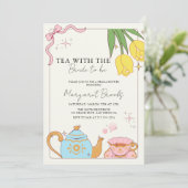 Invitation Tea Party rose jaune mignon (Debout devant)