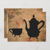 Invitation Tea Party Rose vintage (Devant / Derrière)