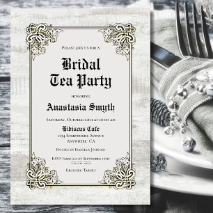 Invitation Tea Party Rustic Bleached Wood