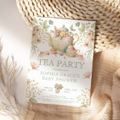 Invitation Tea Party Sage Vert & Baby shower rose Floral