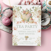 Invitation Tea Party Sage Vert & Baby shower rose Floral