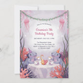 Invitation Tea Party sous-marin Cute Axolotl Océan Anniversai (Devant)