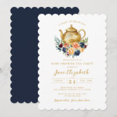 Invitation Tea Party Un bébé brasse du Baby shower floral (Devant / Derrière)