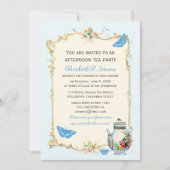 Invitation Tea Party Vintage bleu (Devant)