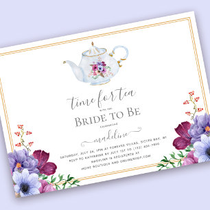 Invitation Tea Party vintage Teapot Fête des mariées florale