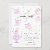 Invitation Tea Party Whimsical Boho Rose dentelle fille douch (Devant)