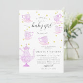 Invitation Tea Party Whimsical Boho Rose dentelle fille douch (Debout devant)
