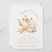 Invitation Tea Set à Fête des mariées Rose Gold Floral (Devant)