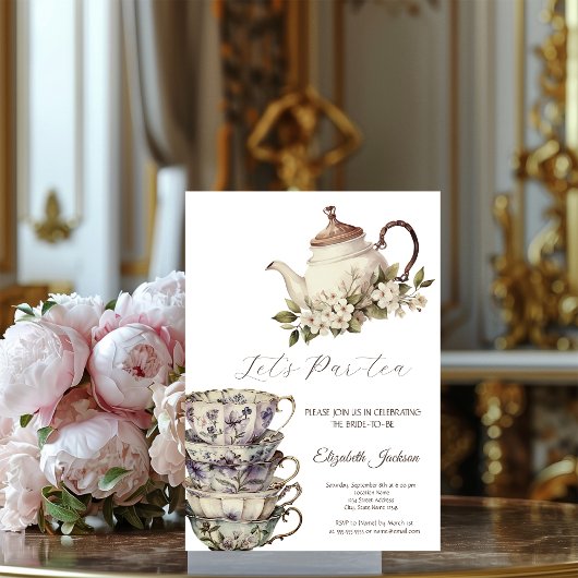 Invitation Tea Set Coupe Fleurs de théière Fête des mariées d