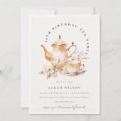 Invitation Tea Set Floral Or Rose Anniversaire Tea Party (Devant)