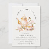 Invitation Tea Set Floral Or Rose Anniversaire Tea Party (Devant)