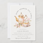 Invitation Tea Set Floral Or Rose Baby shower Tea Party (Devant)