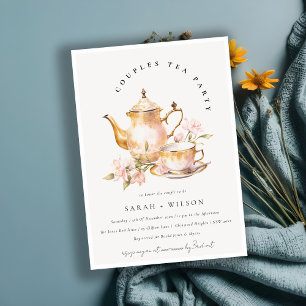 Invitation Tea Set Floral Or Rose Couples Tea Party Douche