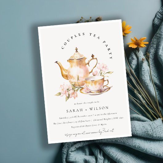 Invitation Tea Set Floral Or Rose Couples Tea Party Douche