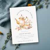 Invitation Tea Set Floral Pink Gold Classy Tea Party