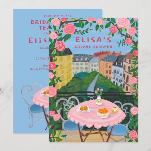 Invitation Tea sur mesure Paris sur le Balcon Fête des mariée (Devant / Derrière)