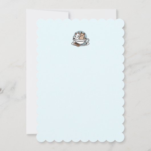 Invitation Tea Time Meow Time - Cute Cat and Tea Design (Dos)