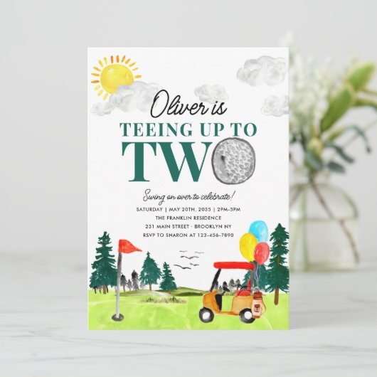 Invitation Tea to Two Golf Boy Golfing Partee 2e anniversaire (Debout devant)