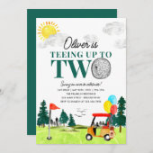 Invitation Tea to Two Golf Boy Golfing Partee 2e anniversaire (Devant / Derrière)