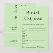 Invitation Tea vert mot nuptiale jeu de course (Devant / Derrière)