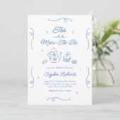 Invitation Tea with the Mom to be Hand Drawn Baby Shower (Debout devant)