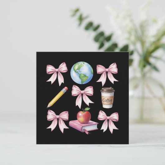 Invitation Teacher Coffee Bow Cute Appreciation Gifts (Debout devant)
